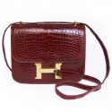 Bag Constance Rouge Ember HERMES crocodile leather