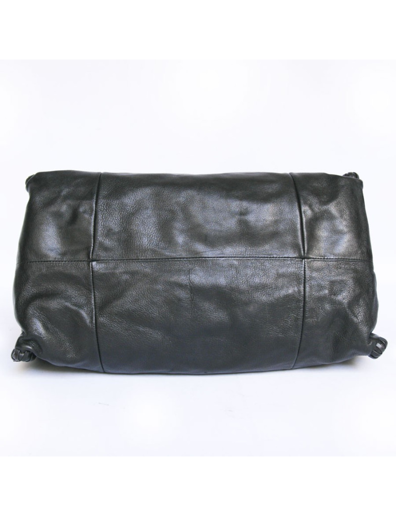 Sac cabas YVES SAINT LAURENT cuir noir et vison