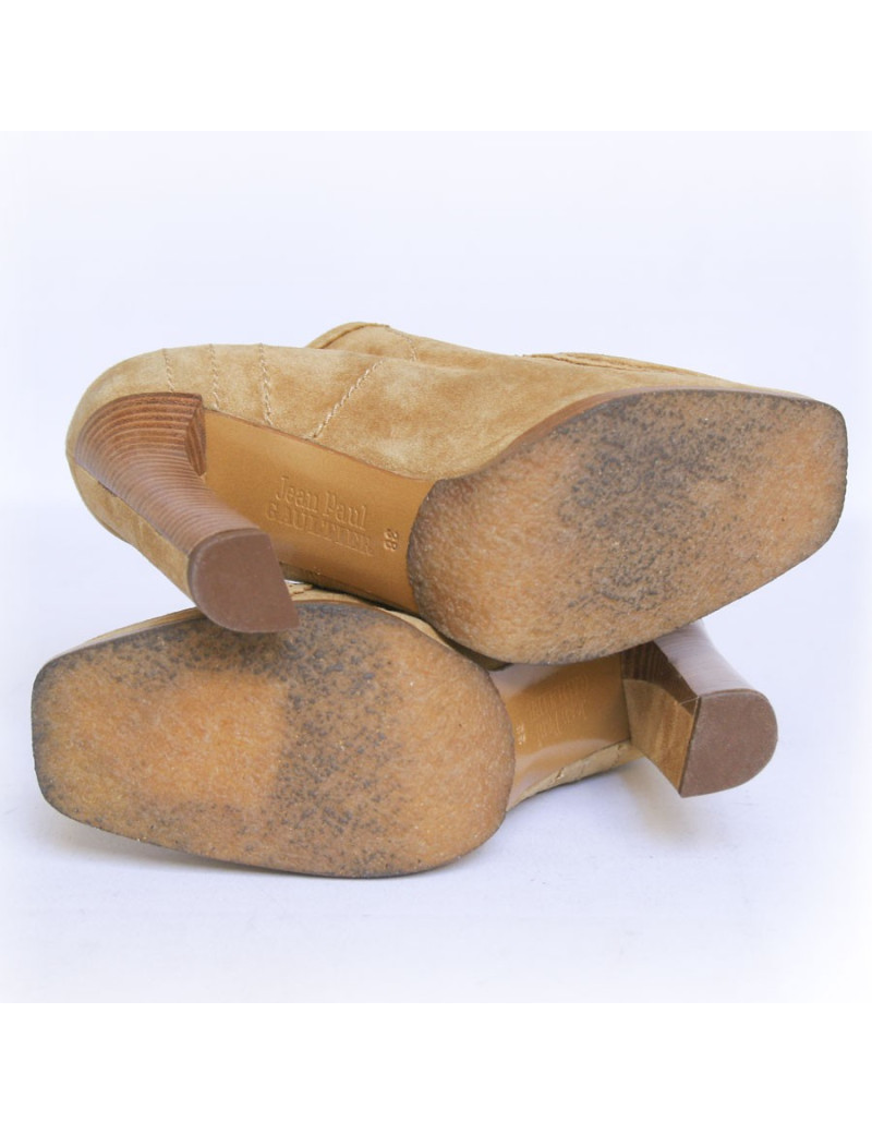 Escarpins JEAN PAUL GAULTIER T38 veau velours ocre