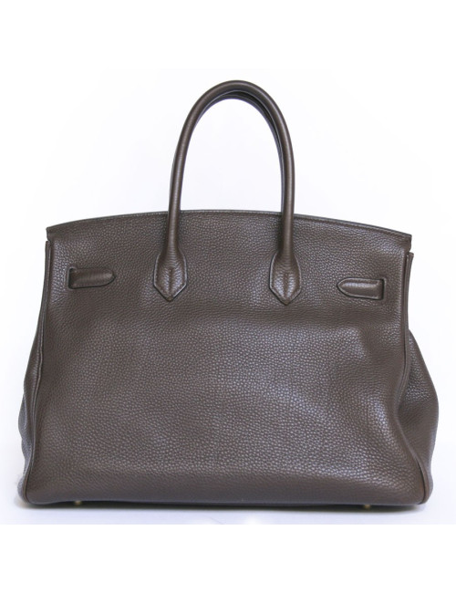 Birkin 35 HERMES togo marron bijouterie dorée