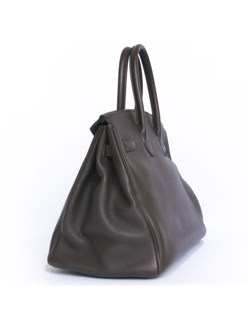 Birkin 35 HERMES togo marron bijouterie dorée