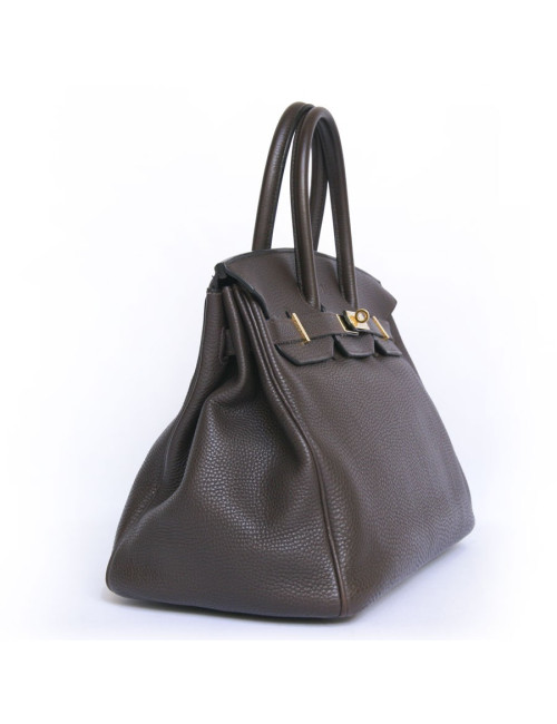 Birkin 35 HERMES togo marron bijouterie dorée