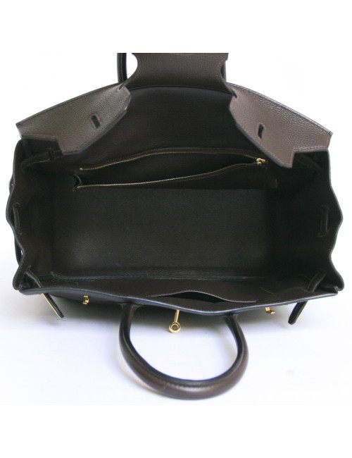 Birkin 35 HERMES togo marron bijouterie dorée