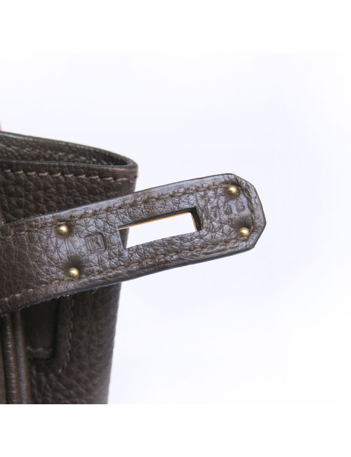 Birkin 35 HERMES togo marron bijouterie dorée