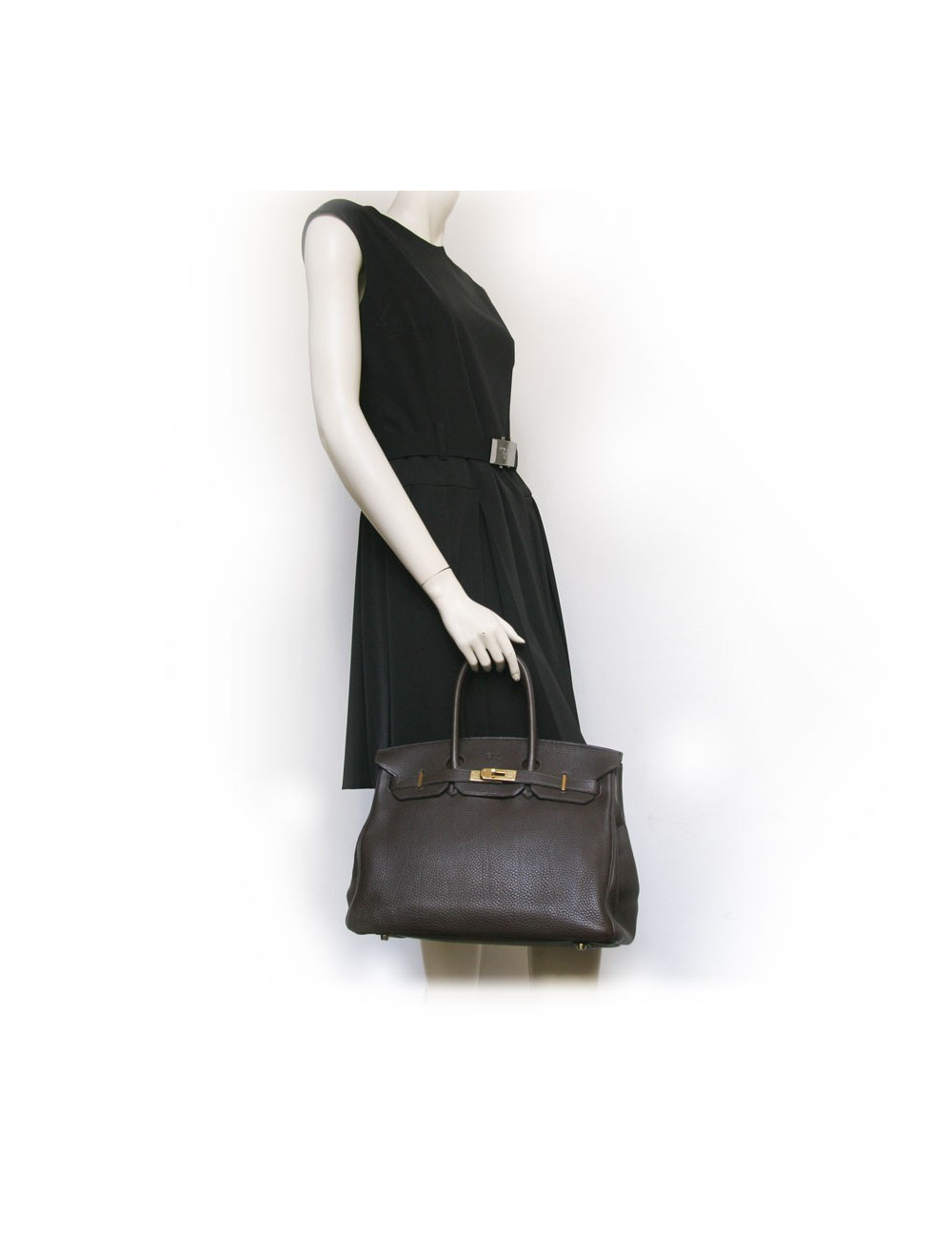 Birkin 35 HERMES togo marron bijouterie dorée