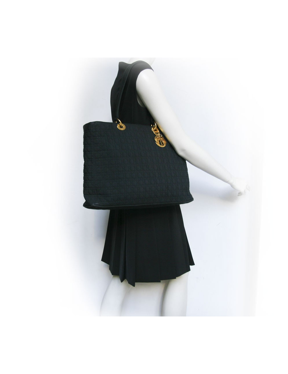 Sac shopping DIOR toile enduite noire