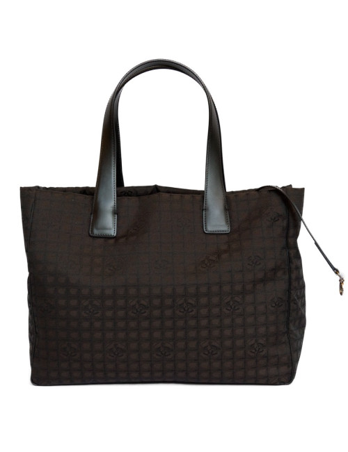 Sac CHANEL en toile monogram marron et noir