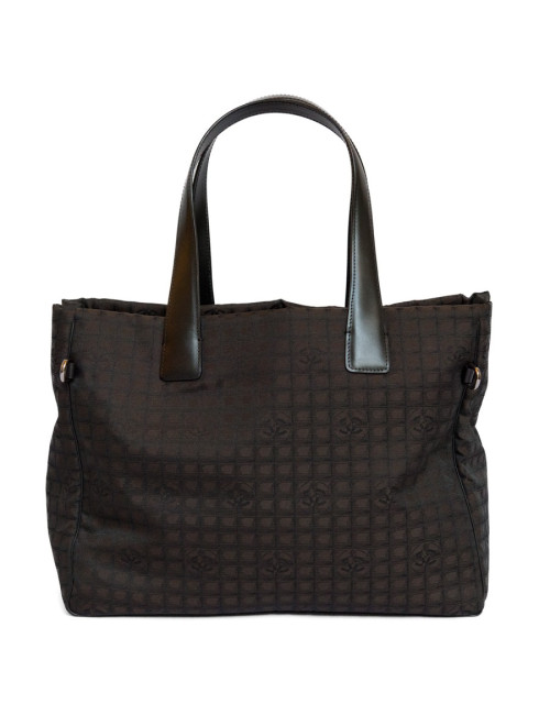 Sac CHANEL en toile monogram marron et noir