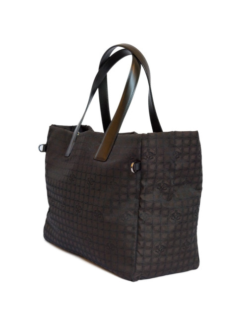 Sac CHANEL en toile monogram marron et noir