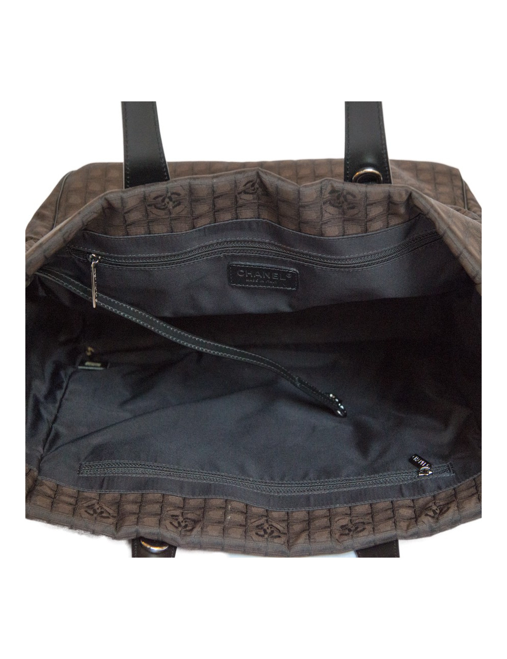 Sac CHANEL en toile monogram marron et noir