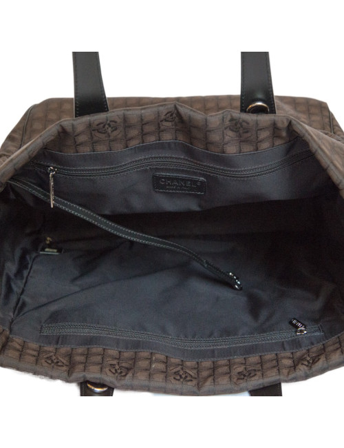 Sac CHANEL en toile monogram marron et noir