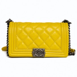 Boy CHANEL bag in quilted yellow leather