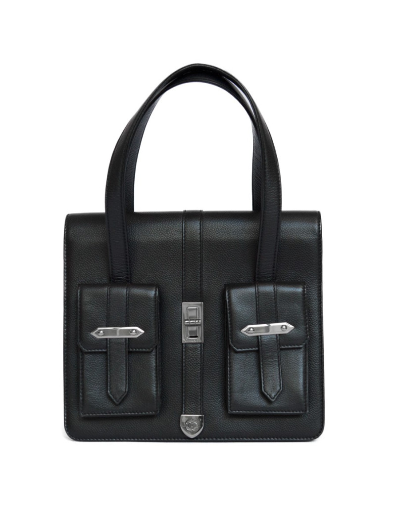 Mini cabas CHANEL en cuir noir