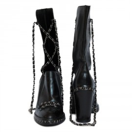 Boots CHANEL black leather T40