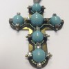 Collier LANVIN croix turquoise et strass de swarowski