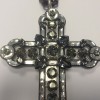 Collier LANVIN croix XXL en verre et cristaux Swarovski noir et transparent