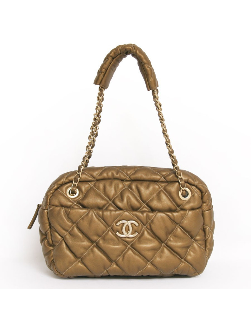 Sac CHANEL t en cuir d'agneau matelassé  bronze