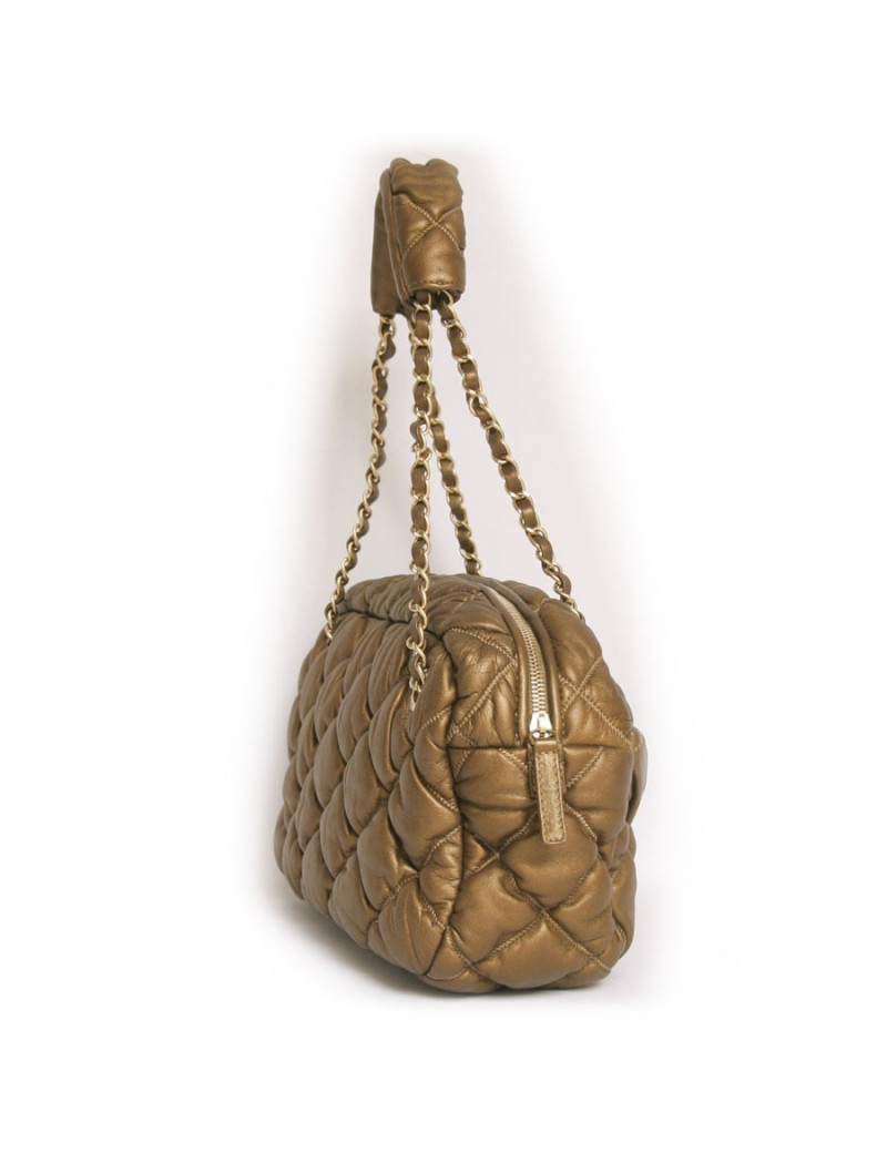 Sac CHANEL t en cuir d'agneau matelassé  bronze