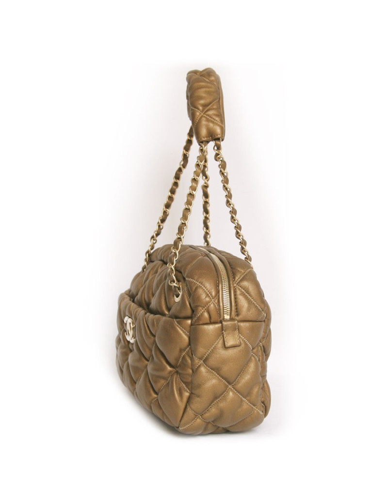 Sac CHANEL t en cuir d'agneau matelassé  bronze