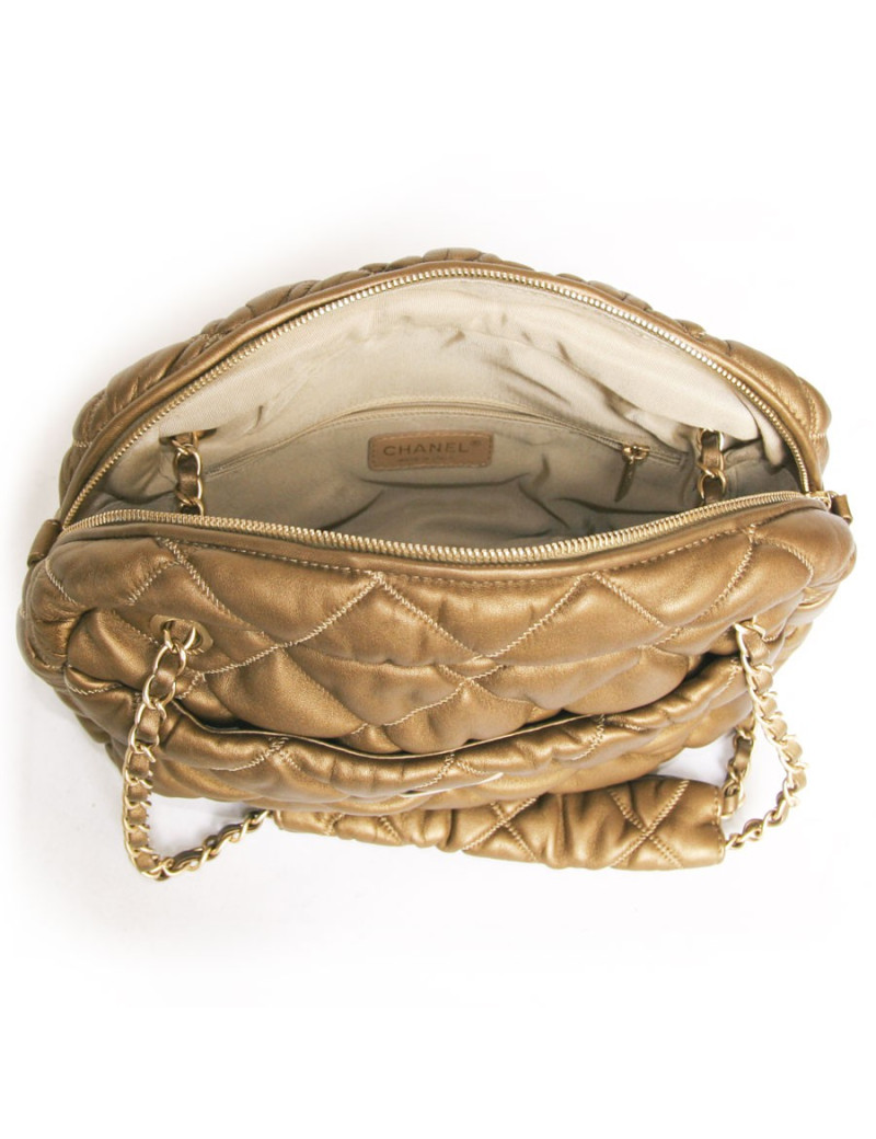 Sac CHANEL t en cuir d'agneau matelassé  bronze