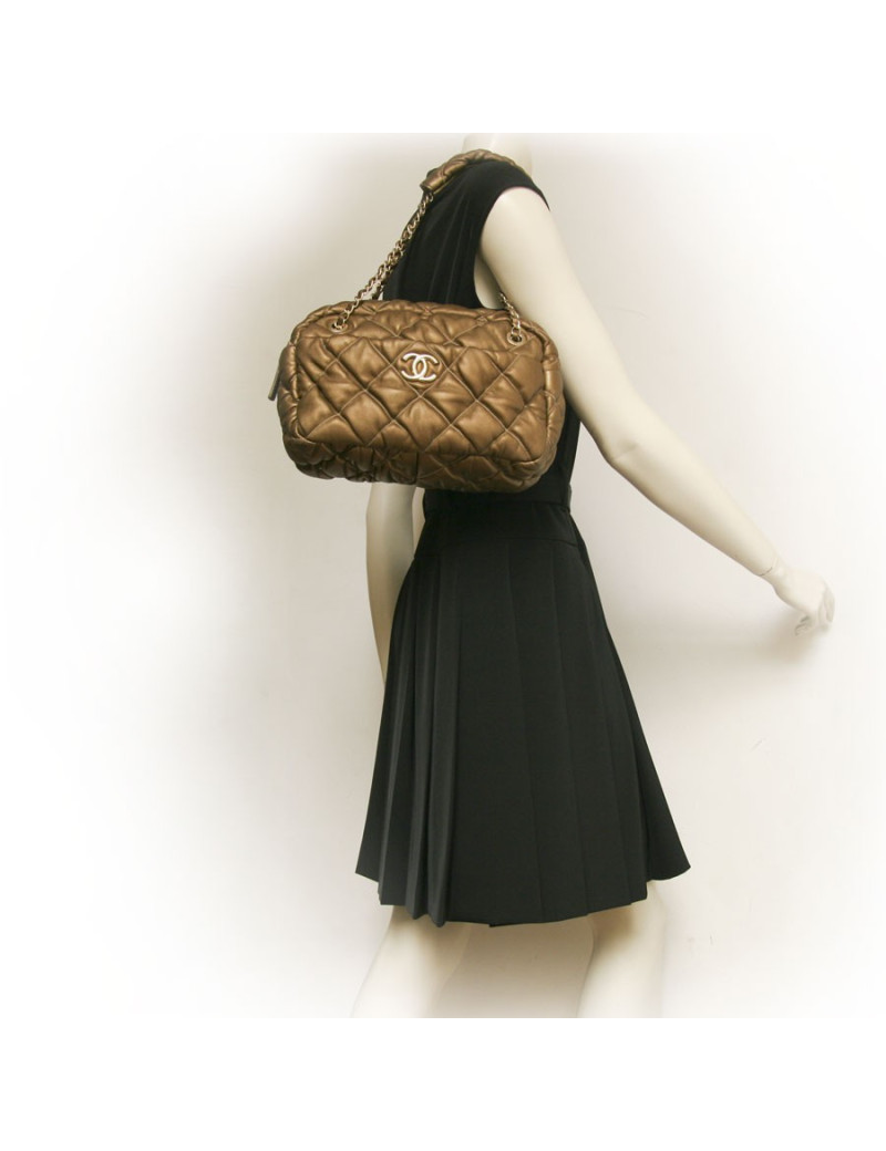 Sac CHANEL t en cuir d'agneau matelassé  bronze