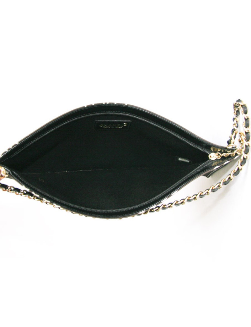 Pochette CHANEL monogram en toile noire