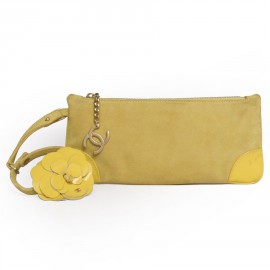 Yellow pouch CHANEL suede calf leather and varnish