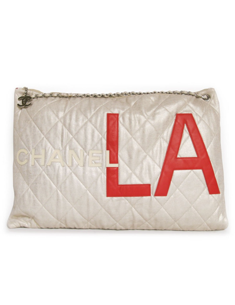 Grand sac"Chanel LA" CHANEL tissu blanc nacré                   