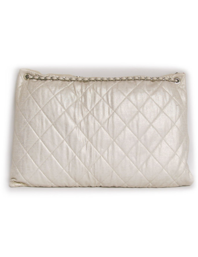 Grand sac"Chanel LA" CHANEL tissu blanc nacré                   