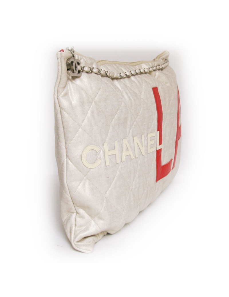 Grand sac"Chanel LA" CHANEL tissu blanc nacré                   