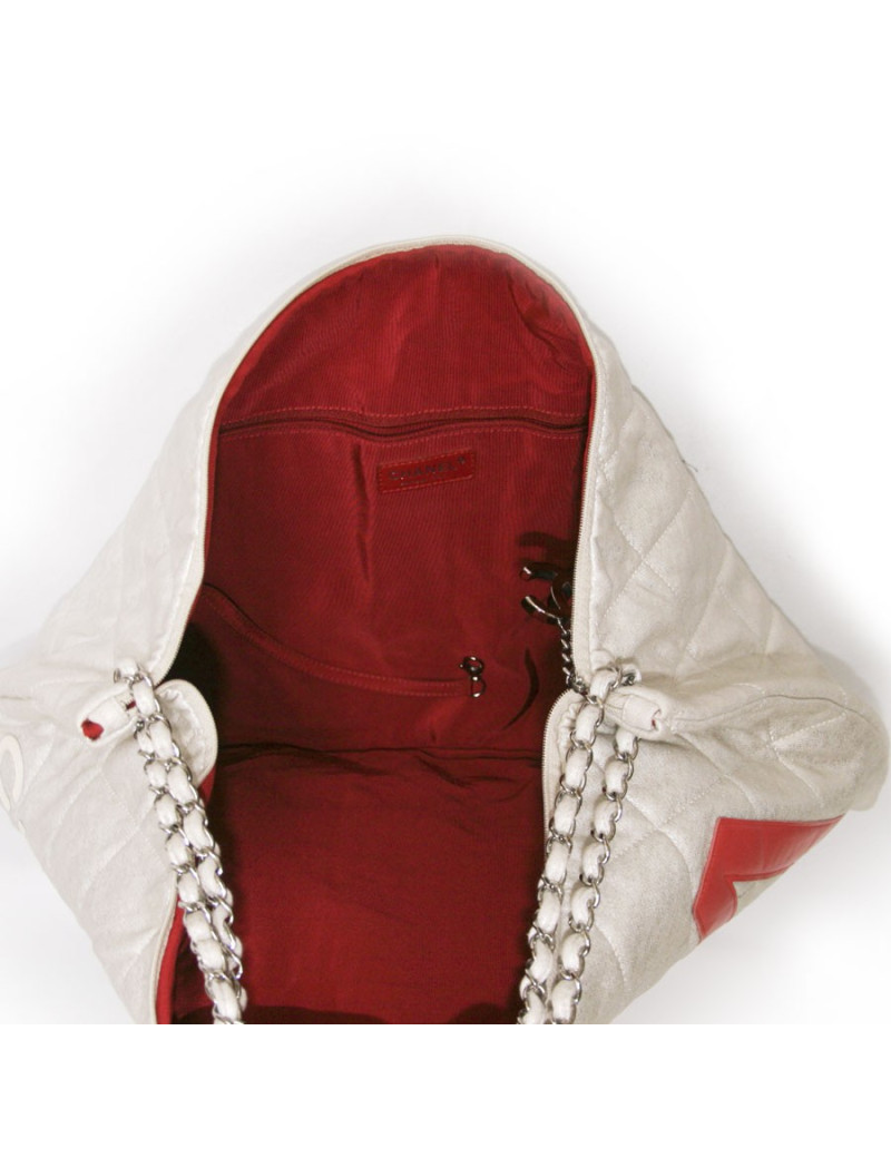 Grand sac"Chanel LA" CHANEL tissu blanc nacré                   