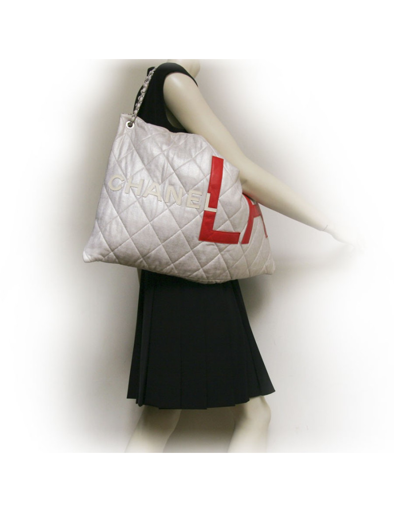 Grand sac"Chanel LA" CHANEL tissu blanc nacré                   