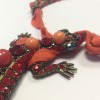 Collier LANVIN Salamandre en strass rouge et chaîne laiton