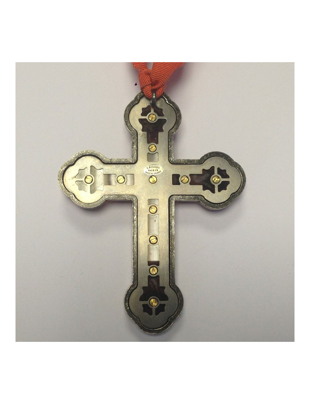 collier LANVIN crucifix grenat