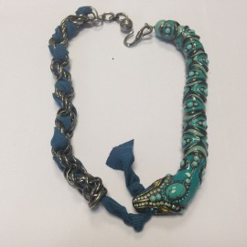 Necklace LANVIN snake articulated in resin and strass