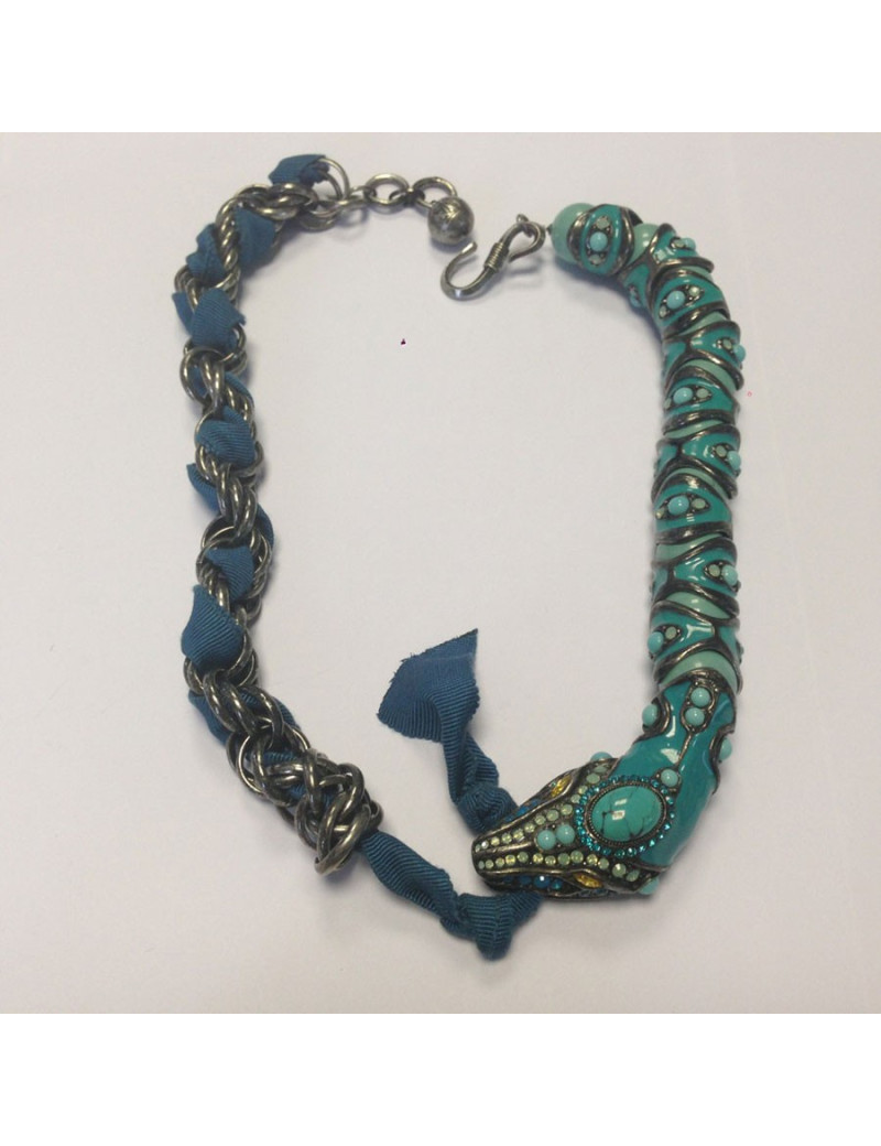 Collier LANVIN serpent articulé en résine et strass