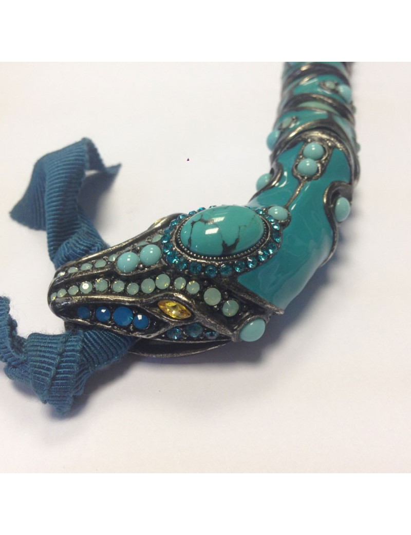 Collier LANVIN serpent articulé en résine et strass