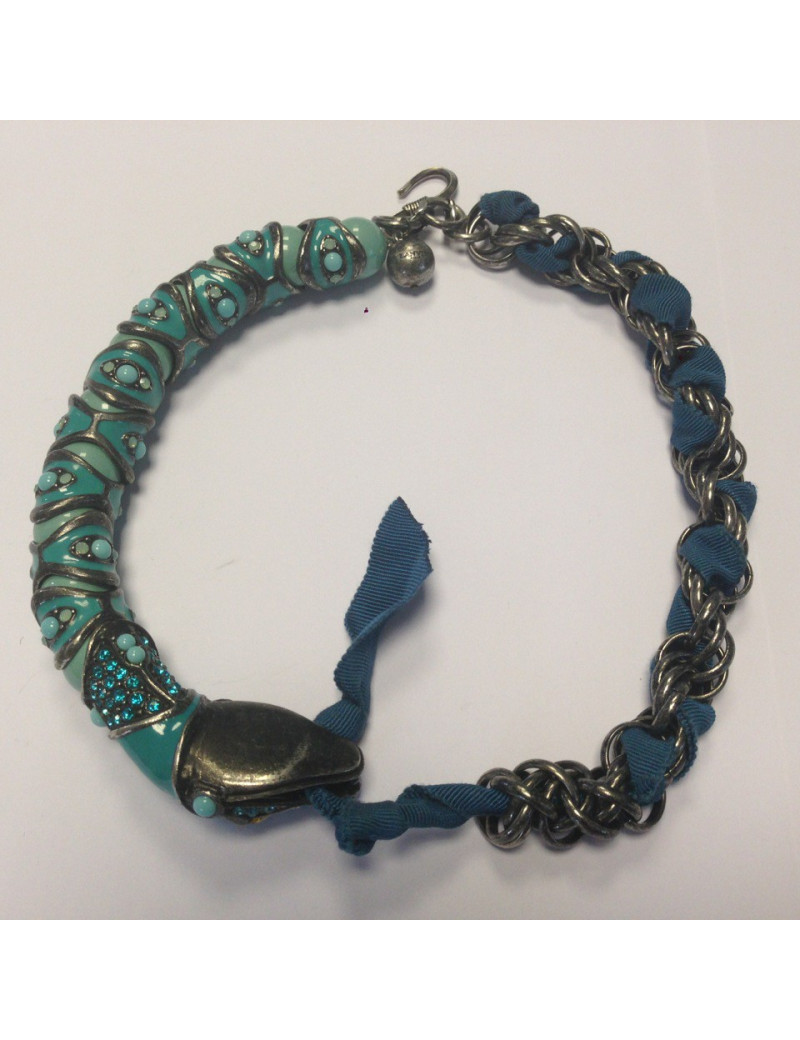 Collier LANVIN serpent articulé en résine et strass