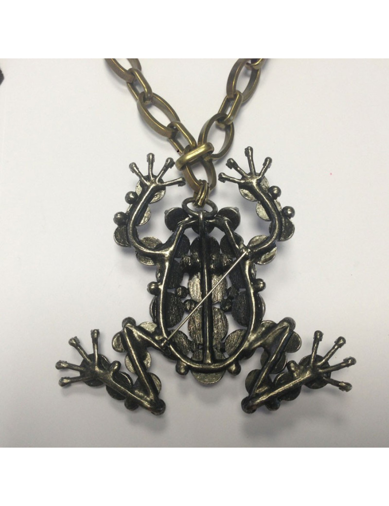 Collier - broche LANVIN grenouille strass de Swarowski 