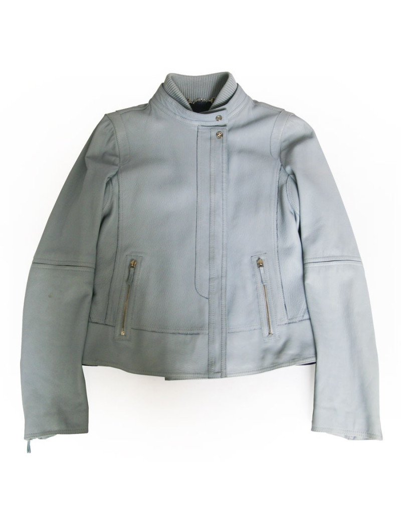 Veste en cuir GUCCI bleu ciel