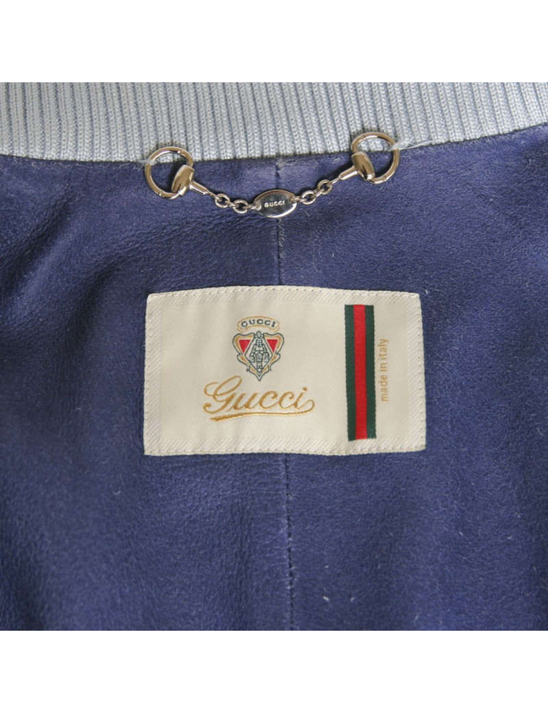 Veste en cuir GUCCI bleu ciel