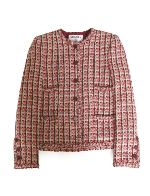 Veste CHANEL en tweed multicolore T38