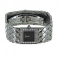 Quilted CHANEL steel and diamond watch