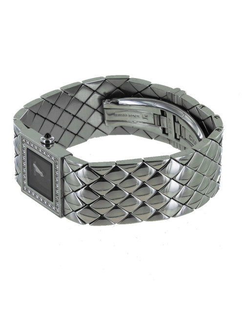 Montre matelassée CHANEL acier et brillants