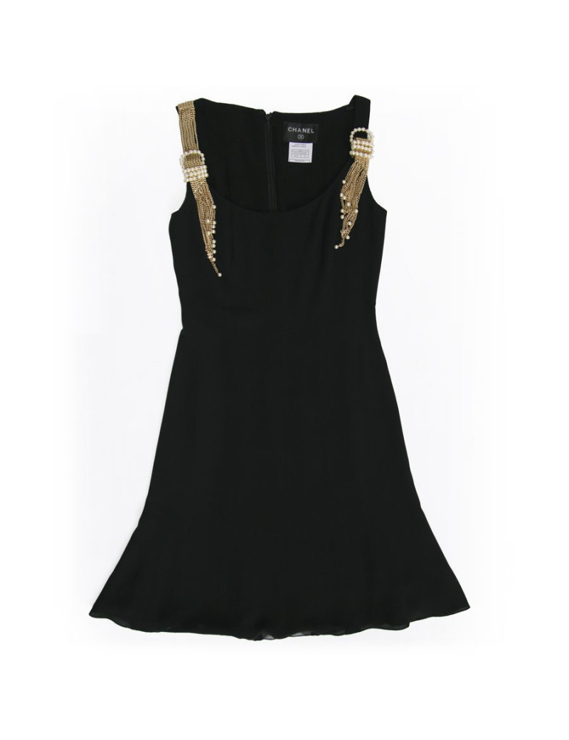 Robe CHANEL en soie noire T34
