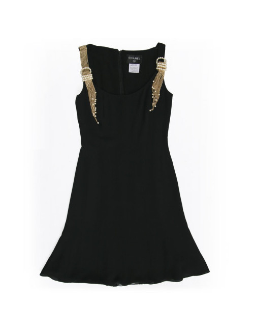 Robe CHANEL en soie noire T34