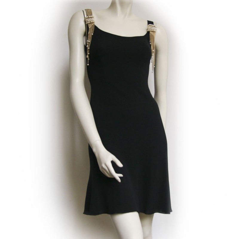 T34 black silk CHANEL dress - VALOIS VINTAGE PARIS