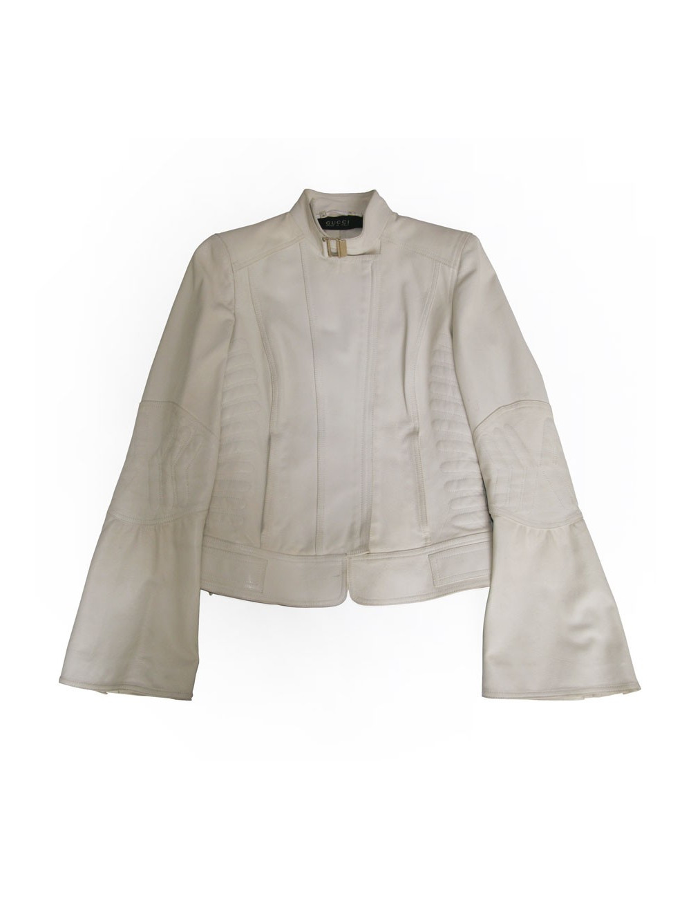 Veste biker GUCCI en cuir blanc