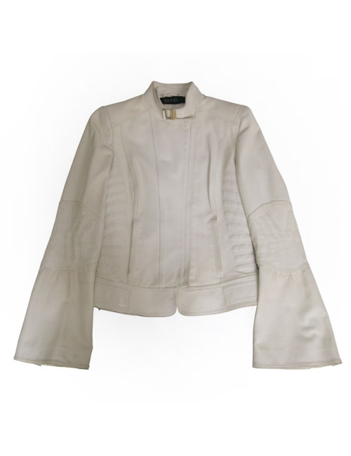 Veste biker GUCCI en cuir blanc