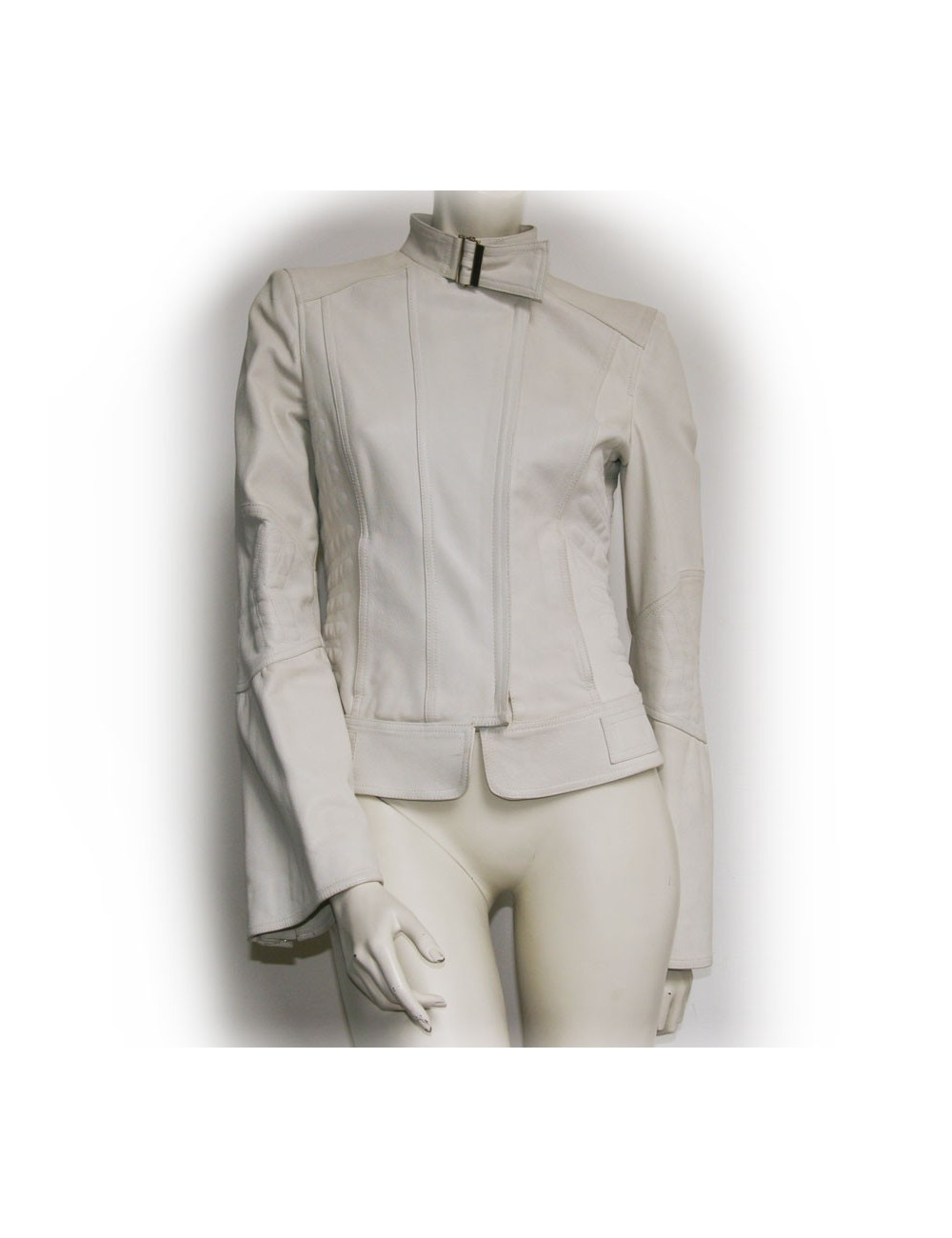 Veste biker GUCCI en cuir blanc